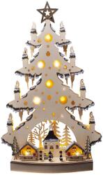 Solight brad de Crăciun din lemn cu LED și decorațiuni, 64 cm - 1 bucată