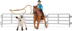 Schleich Farm World 42577 Cowgirl Team Roping Fun (42577) - vexio Figurina