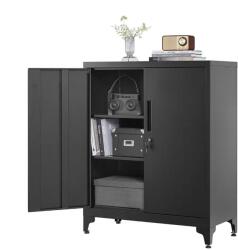 SongmicsHome Dulap din otel, Songmics, 80 x 90 x 40 cm, negru (OMC013B01) Raft