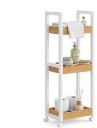 SongmicsHome Carucior pentru baie, Songmics, 30 x 80 x 20 cm, lemn/alb (BCB083N02) Raft