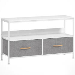 HomCom Mobilier TV pentru 47" cu Sertare Pliabile din Material Textil și Raft din Metal și MDF, 98x29x56 cm, Negru | Aosom Romania (839-071V00WT)