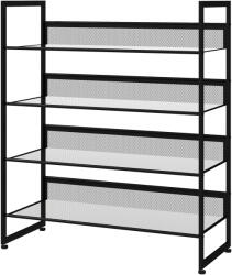 HomCom Pantofar Suport pentru pantofi, 4 polițe, 72 cm x 30 cm x 82, 7 cm, Negru | Aosom Romania (837-467V01BK) Pantofar