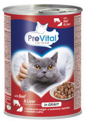 PreVital nedves állateledel felnőtt macskák részére - marha, máj szószban 3 x 415 g