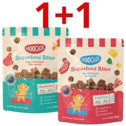 Moochie Superfood Bites Miel și curcumă / Carne de vită și brânză 2x40g gustări pentru câini