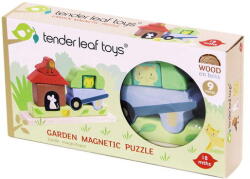 Tender Leaf Puzzle magnetic Gradina, Tender Leaf Toys - Garden Magnetic Puzzle 3D, din lemn premium, 9 piese, 18+ luni - (TL8455)