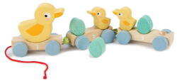 Tender Leaf Jucarie tractabila din lemn premium, Trenulet tractabil cu ratuste, Tender Leaf Toys - Pull Along Ducks, 9 piese, 18+ luni (TL8350)