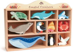 Tender Leaf Animalutele apelor pe raft, Tender Leaf Toys - Coastal Creatures, din lemn premium, 10 piese, 3+ ani (TL8479)