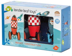 Tender Leaf Joc de construit racheta, Tender Leaf Toys - Rocket Construction, din lemn premium, 18 piese, 3+ ani (TL8335)