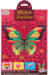 Moxy Set Creativ Stickere pe Numere Moxy GR100082, Fluture, varsta 7+ ani, 32 cm x 23 cm, Multicolor (GR100082_Fluture)