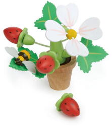 Tender Leaf Jucarie din lemn premium, Capsuni in ghiveci, Tender Leaf Toys - Strawberry Flower Pot, 13 piese, 3+ ani (TL8356)