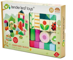 Tender Leaf Cuburi cu ilustratii din gospodarie, Tender Leaf Toys - Courtyard Blocks, din lemn premium, 35 piese, 18+ luni (TL8462)