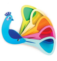 Tender Leaf Jucarie educativa, Paunul colorat, Tender Leaf Toys - Peacock Colours, din lemn premium, 18+ luni (TL8338)