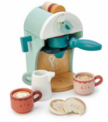 Tender Leaf Jucarie din lemn premium, Aparat pentru espresso, Tender Leaf Toys - Babyccino Machine - echipamente si accesorii complete pentru realizarea cafelei preferate, 3+ ani (TL8225)