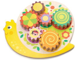 Tender Leaf Jucarie din lemn premium, Melcul didactic, Tender Leaf Toys - Snail Whirls, 7 piese, 18+ luni (TL8347)