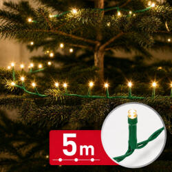  Fényfüzér - 5 m - melegfehér - 100 LED - 100-240V - 6W - zöld kábel (59766W)