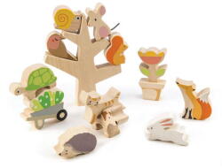Tender Leaf Figurine din lemn premium, Animalute in copac, Tender Leaf Toys - Stacking Garden Friends, 16 piese, 18+ luni (TL8402)