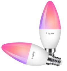 Lepro BC1-EU-2-W E14 okos LED-izzó Wi-Fi- és Bluetooth-kapcsolattal, 2 db