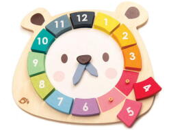 Tender Leaf Jucarie educativa Ceasul Ursul colorat, Tender Leaf Toys - Bear Colour Clock, din lemn premium, 12 piese colorate, 3+ ani (TL8408)