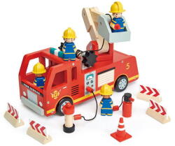 Tender Leaf Jucarie din lemn premium, Masina de pompieri, Tender Leaf Toys - Fire Engine, 14 piese, 3+ ani (TL8367)