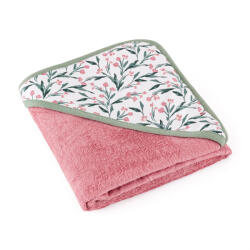 PETITEMARS Petite&Mars Bambusz törölköző kapucnival Loulou Pink Meadow 100 x 100 cm - aprotalpak
