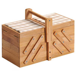 Kesper Cutie de depozitare pentru accesorii de cusut Kesper 58710, 6 compartimente, Pernă pentru ace, Bamboo, Maro (58710) Raft