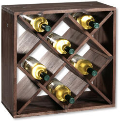 Kesper Raft pentru sticle vin Kesper 69244, 50x50x25 cm, 12 compartimente, pana la 20 de sticle, pin, maro (69244) Raft