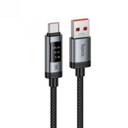 hoco. Cablu USB 2.0 type C la USB-A 100W cu display 1.2m Negru, Hoco U148 (HOCO-U148-AC)
