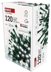 EMOS LED karácsonyi fényfüzér, 12 m, kültéri és beltéri, hideg fehér, programok, időzítő D4AC23 (D4AC23)