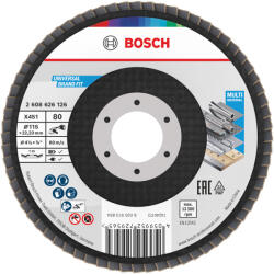 Bosch X451 legyezőtárcsa fémhez és fához, kúpos, Alox - 115 mm, 22, 23 mm, G80, 15 db (2608626169) - hardtools
