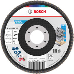 Bosch X451 legyezőtárcsa fémhez és fához, kúpos, Alox - 115 mm, 22, 23 mm, G120 (2608626127) - hardtools