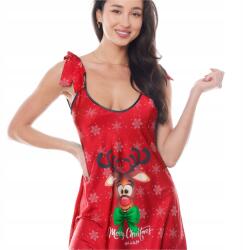 Anais Aster Chemise piros szatén karácsonyi hálóing, Xs (AST-7984-RD-1)