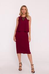Stylove Ruha Elegáns Női Alkalmi Ruha Bordó Csipke Betéttel 36 S (S422 BORDO S)