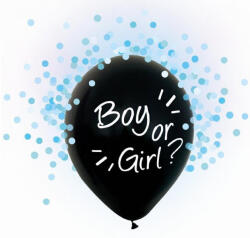 GoDan Boy or Girl, Kék konfettivel töltött léggömb, lufi 4 db-os 12 inch (30 cm) (MLG120240) - kidsfashion