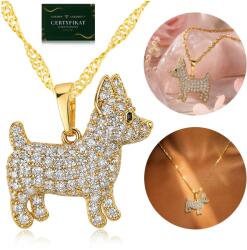 Golden Celebrity Arany Chihuahua Kutyus Nyaklánc Cirkóniákkal Sebészeti Acél 316L 55 CM