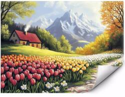 MPINK Öntapadós fotótapéta Tulipánok hegyi tájjal 400x280 cm (MP-FTAP_5_EST_4X2,8M-0038)