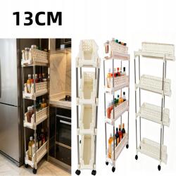Hooha Fürdőszobai/konyhai polc, gurulós tároló kocsi, 4 szintes, 13 cm széles (DSJF9843UFEOIDUFIDDSD)