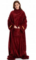  Takaró Ujjakkal és Lábzsebbel 140x180 cm Burgundi Tv Blanket (02BL)