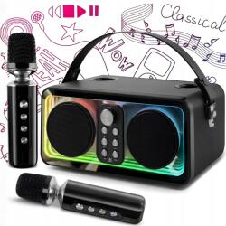 Zaxer Karaoke Hangszóró Gép 2 Vezeték Nélküli Mikrofon Bluetooth Led Színes (ZAB/MW/B-KAR02)