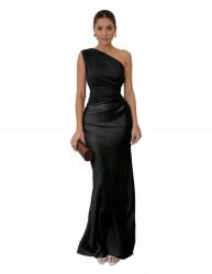Shein Fekete Elegáns Ruha Egy Vállra Estére Xs 1MA