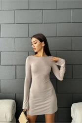 Sima Ruha Mini Hosszú Ujjú, Csónaknyakkivágással, Bézs S 5IA (ELB0142/BEJ)