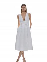 Karen Millen Ruha MIDI Sima Ecru 42 3R8G4* 42 3_8 (BKK10498)