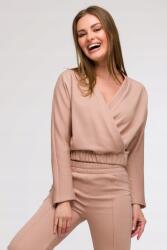 BeWear Női Sima Pamut Melegítőfelső Borítékos Nyakkivágással Barna 42 XL (B292 MOCCA XL)