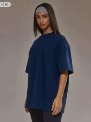 Shein Sötétkék Sport Oversize Póló Musea Sport Felirattal M 1