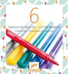 DJECO 6 csillámtoll - 6 glitter markers (DJ08871) - naturebrand