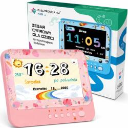Electronica 4u Digitális óra Fotókeret 7'' inch Led képkeret gyerekeknek j lengyel (Zegar cyfrowy fotoramka LED dla dzieci różowa)