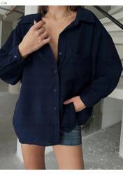  Laza Női Ing Sötétkék Minimalista Oversize 5IA