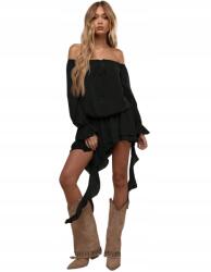 Missguided Ruha Női Fekete Fodros M 1KF