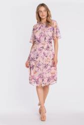 Stylove Ruha Elegáns Női MIDI Chiffon Virágos Rózsaszín 40 L (S435 MODEL 3 L)