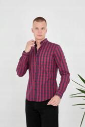  Férfi Casual Ing Piros-sötétkék Kockás Gallérral XXL 5IA (KÇKDML/KIRMIZI-LACI)