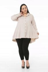  Plus Size Női Ing Bézs Fodros Hosszú Ujjú 46 5GA (86956850007/Bej)